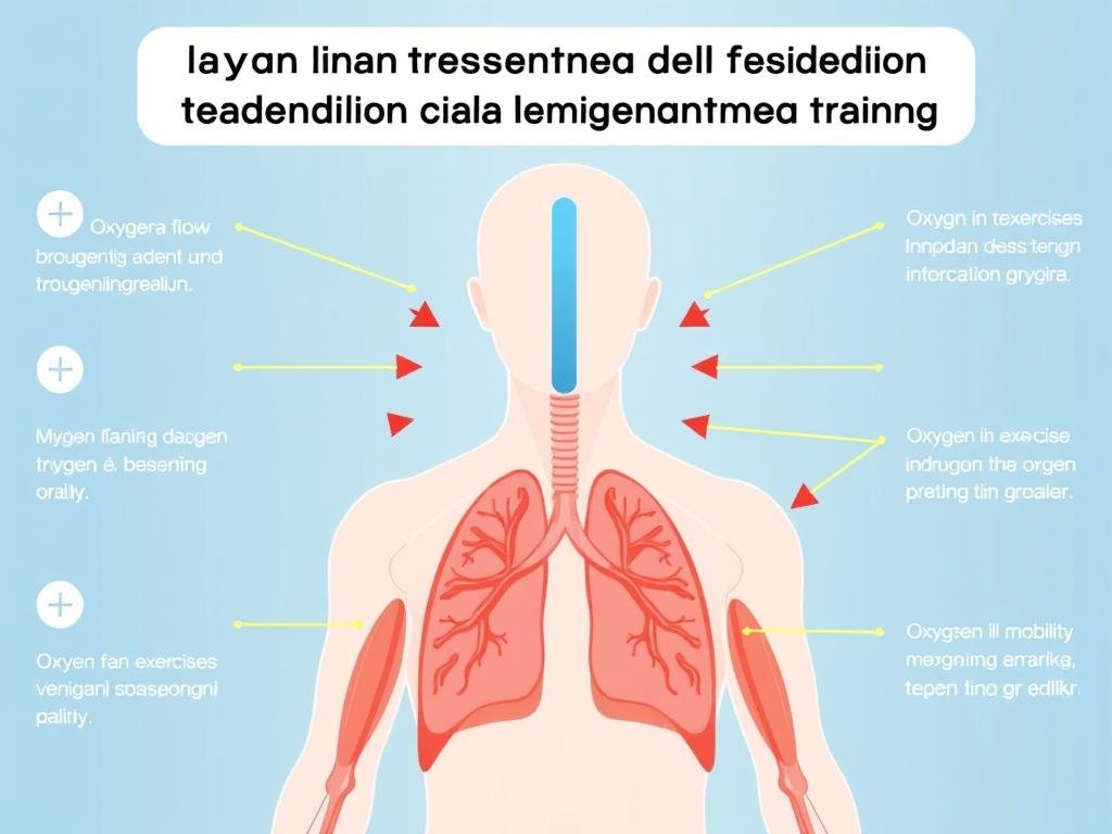 Diagram menunjukkan aliran oksigen yang meningkat saat latihan pernapasan dan mobilitas digabungkan