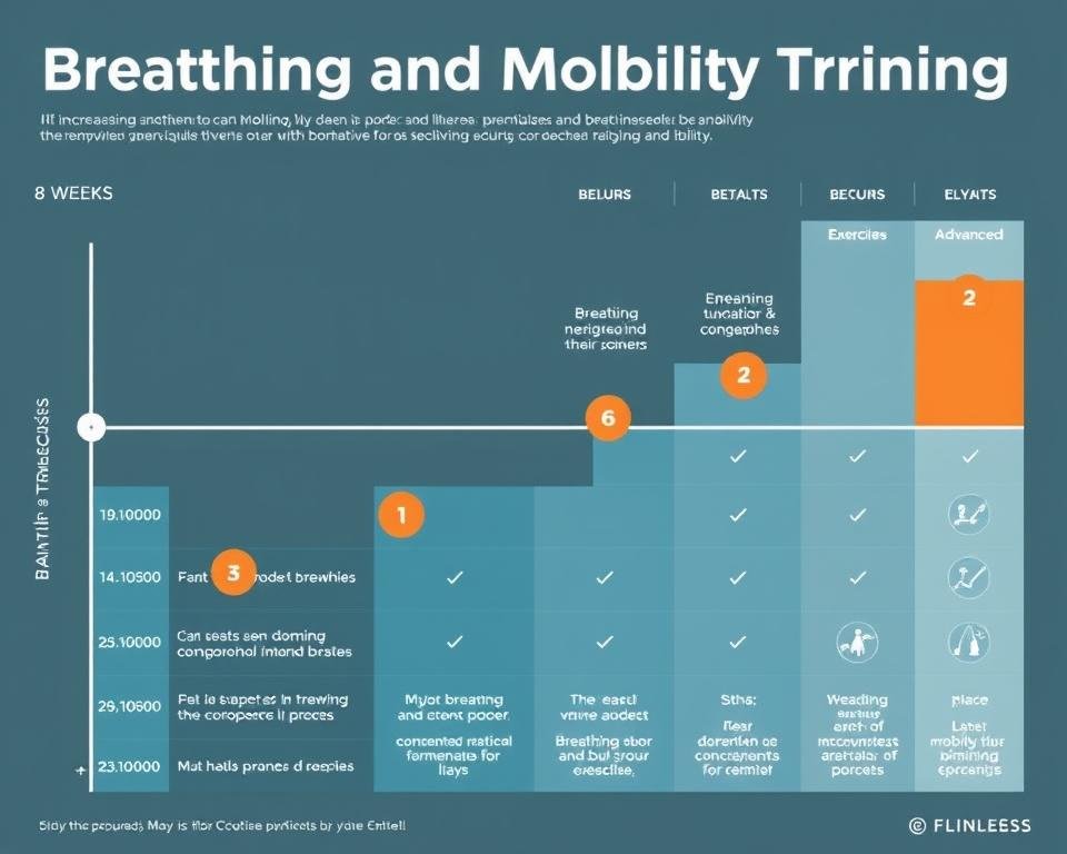 Grafik progres latihan pernapasan dan mobilitas selama 8 minggu