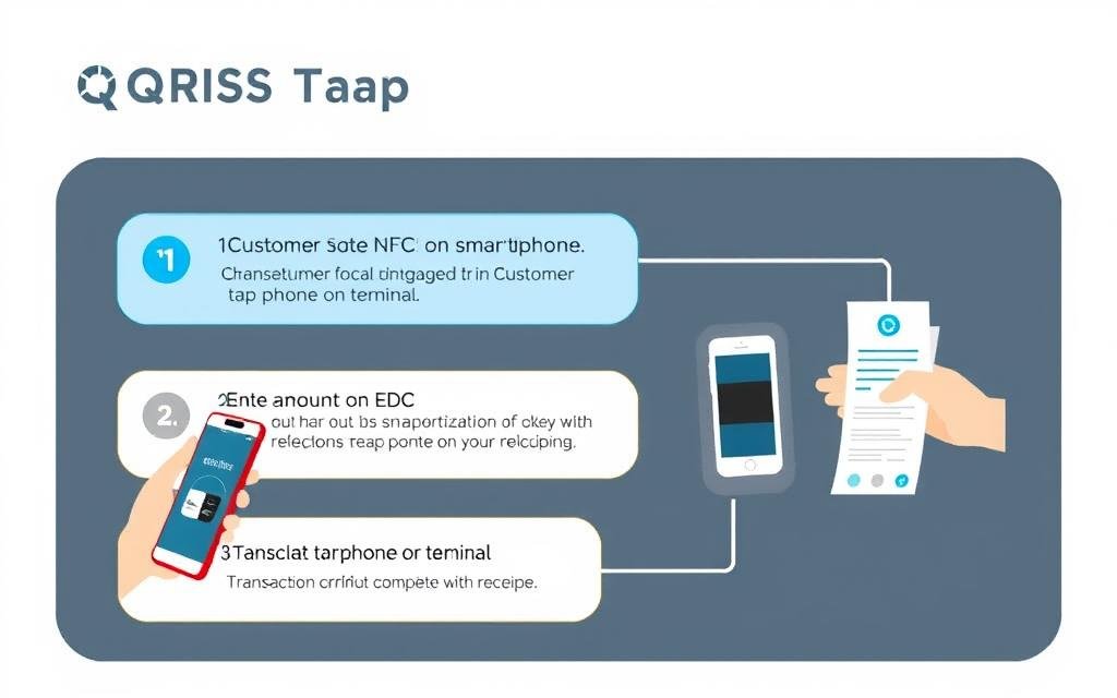 Infografis alur transaksi QRIS Tap